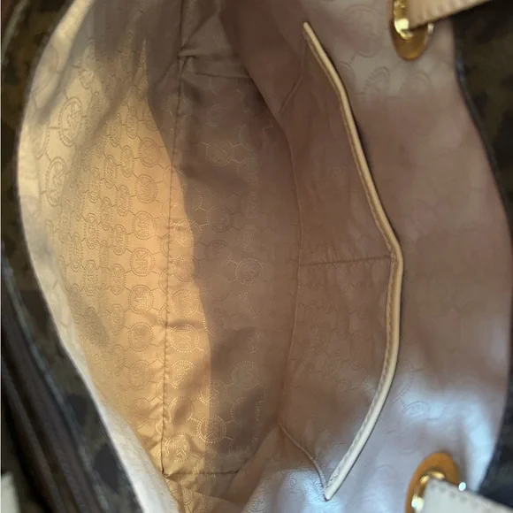 Michael Kors Jet Set Travel Large Tote Brown MK Logo Beige - Picture 4 of 9